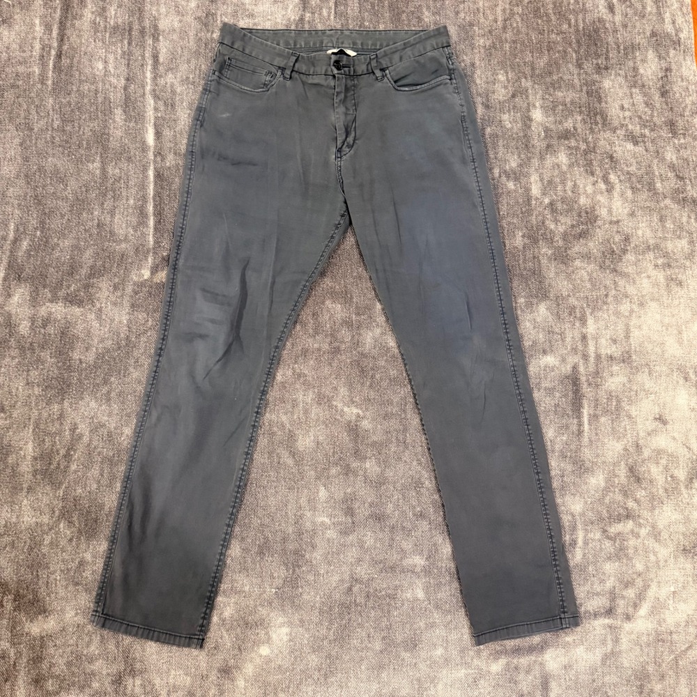 Buck Mason Mens Canvas Pants Straight Leg Charcoal Gray 5-Pocket Trousers 35x32